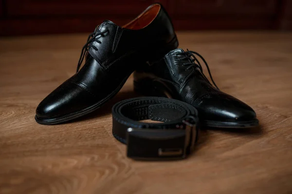 Bräutigam Set Schuhe Gürtel Herrenaccessoires Bräutigam Sammlung — Stockfoto