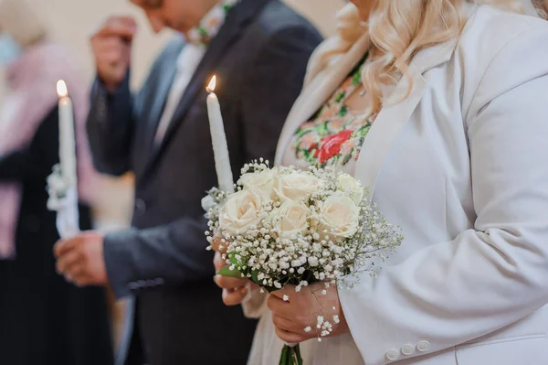 Bouquet Bunga Tangan Pengantin Wanita Pernikahan — Stok Foto