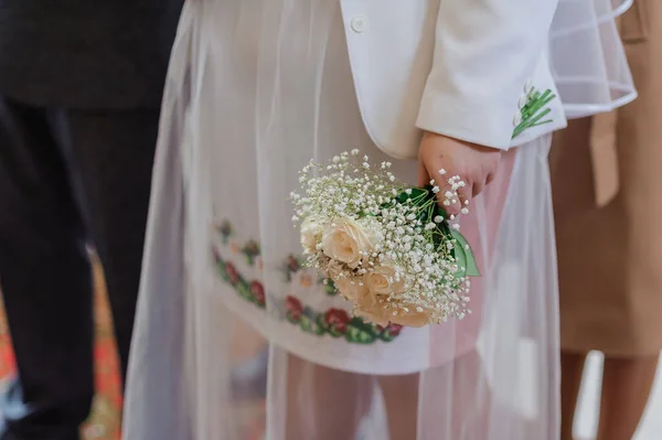 Buquê Flores Mão Noiva Casamento — Fotografia de Stock