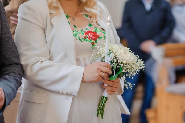 Blumenstrauß Der Hand Der Braut Hochzeit — Stockfoto