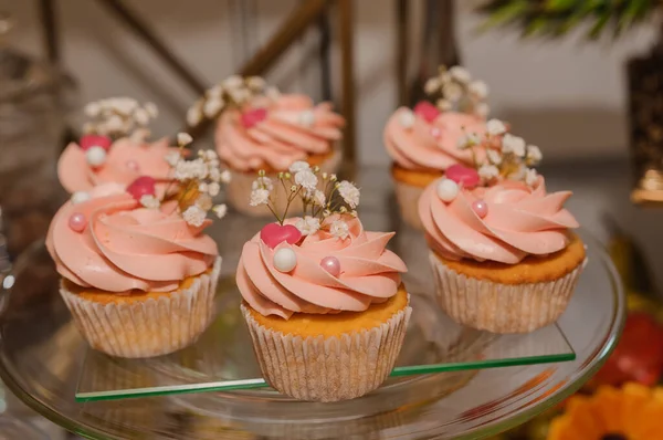 結婚式の宴会で甘いケーキ ケータリング 甘いお祝いビュッフェ — ストック写真
