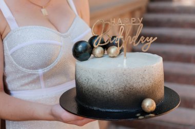 Güzel pasta, doğum günü pastası bulanık arkaplan