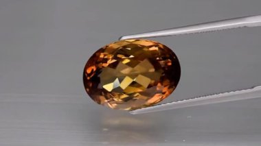 İmparatorluk şampanyası sarı topaz oval kesim cımbızda