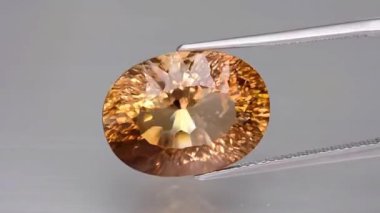 İmparatorluk şampanyası sarı topaz oval kesim cımbızda