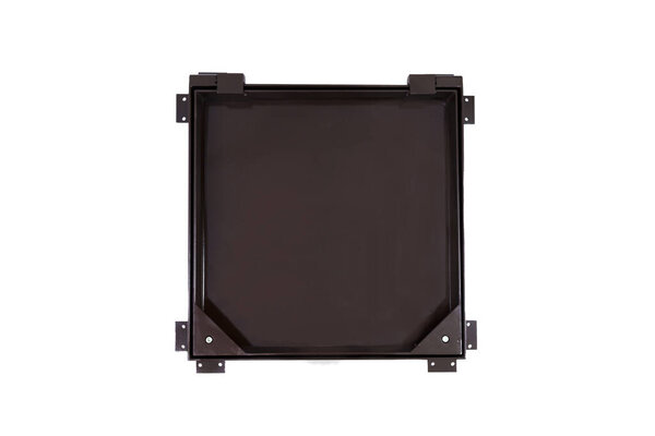 Metal hidden revision hatch for paving stones on white background