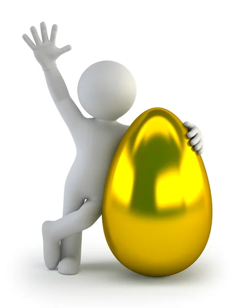 3D-s kis - arany-tojás — Stock Fotó