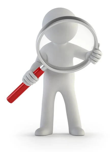 3d small people - magnifier — Stock Photo, Image