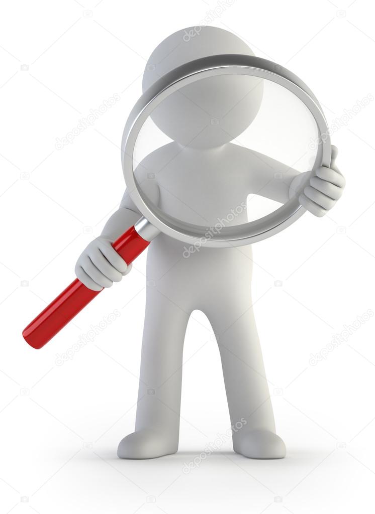 3D Small People with a Magnifying Glass, Graphics