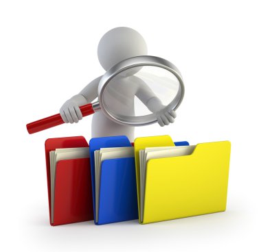 3D küçük insanlar - dosyaları inceliyor