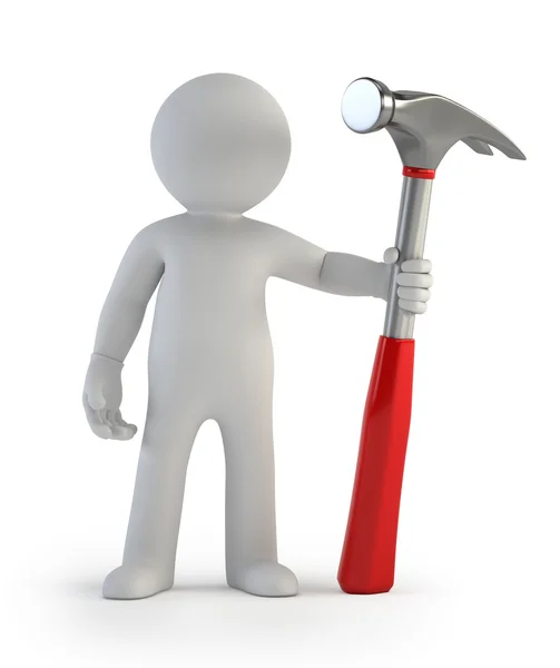 3d small people - hammer — Stock Photo, Image