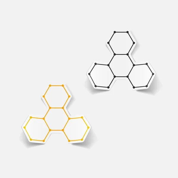 Estructura molecular, pegatina — Vector de stock