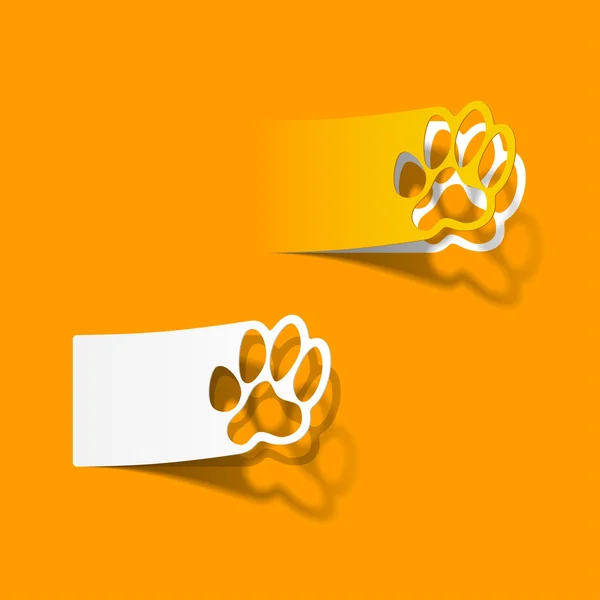 Sticker animal paw, realistic design element — Stock Vector