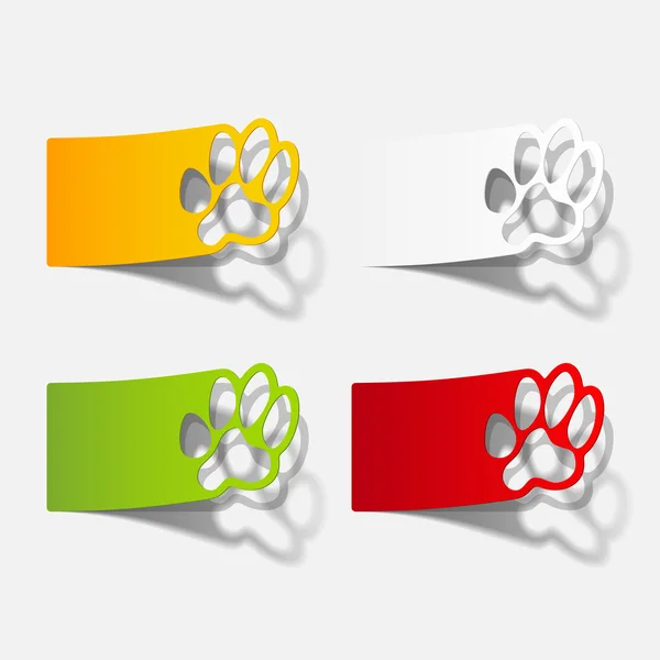 Sticker animal paw, realistic design element — Stock Vector