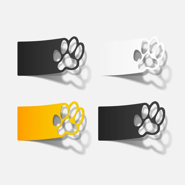 Sticker animal paw, realistic design element — Stock Vector