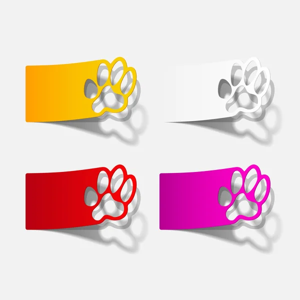 Sticker animal paw, realistic design element — Stock Vector