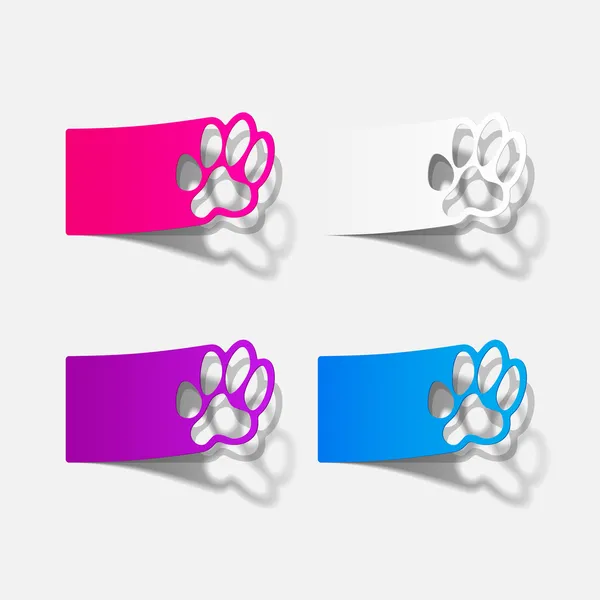 Sticker animal paw, realistic design element — Stock Vector