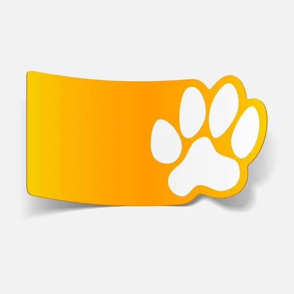 Sticker animal paw, realistic design element — Stock Vector