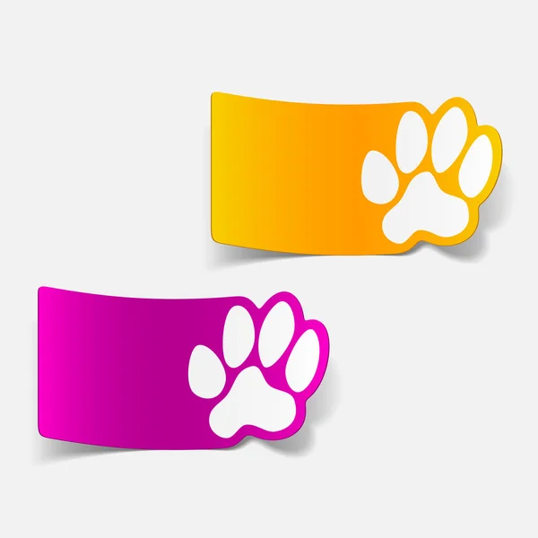 Sticker animal paw, realistic design element — Stock Vector