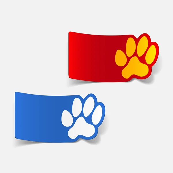 Sticker animal paw, realistic design element — Stock Vector