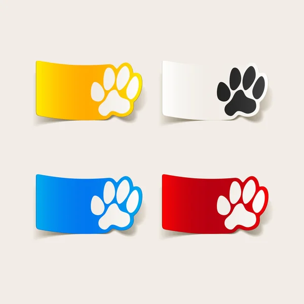 Sticker animal paw, realistic design element — Stock Vector