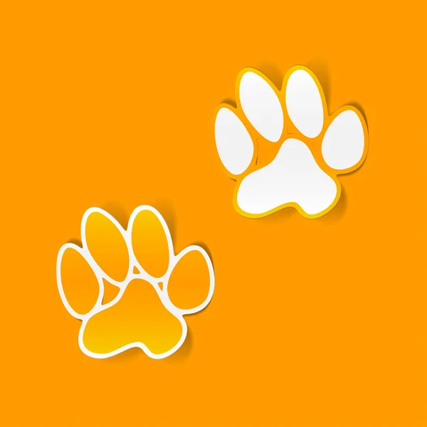 Sticker animal paw, realistic design element — Stock Vector
