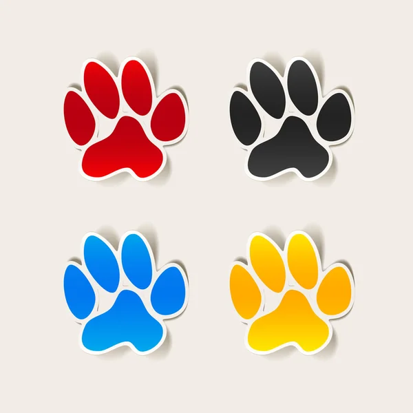 Sticker animal paw, realistic design element — Stock Vector