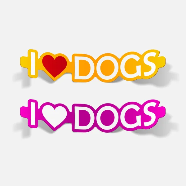 I Love Dogs, realistic design element — Stock Vector