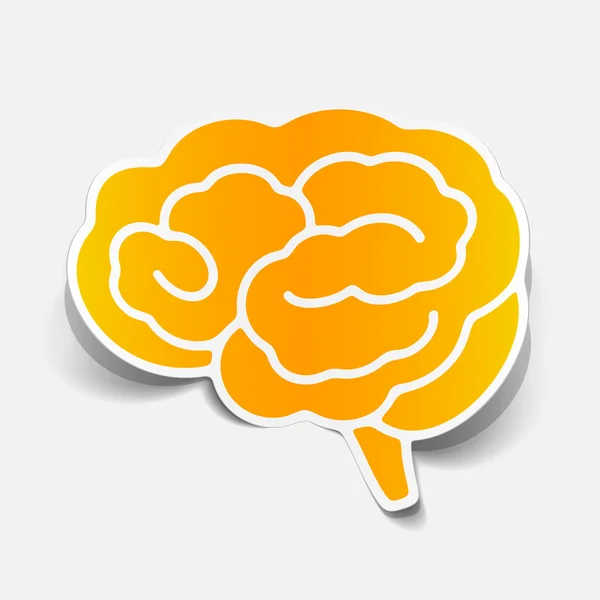 Brain sticker, realistic design element — Stock Vector