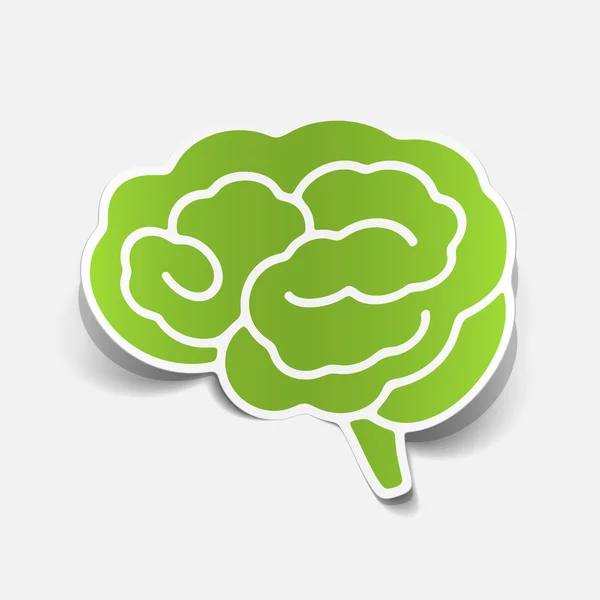 Pegatina del cerebro, elemento de diseño realista — Vector de stock