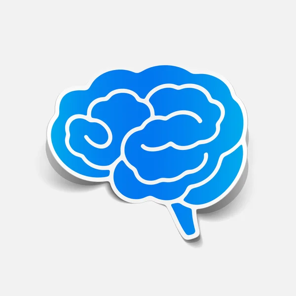 Hjärnan klistermärke, realistisk designelement — Stock vektor