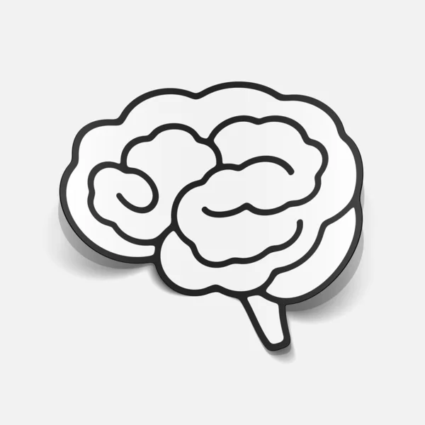 Pegatina del cerebro, elemento de diseño realista — Vector de stock