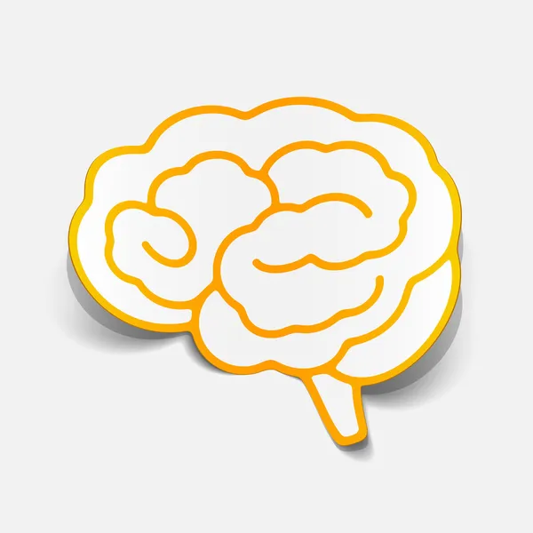 Brain sticker, realistic design element — Stock Vector