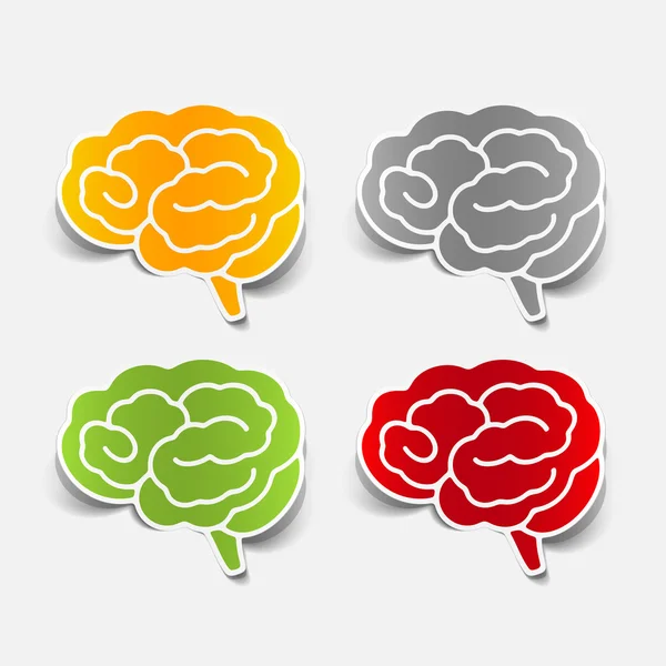 Brain sticker, realistic design element — Stock Vector