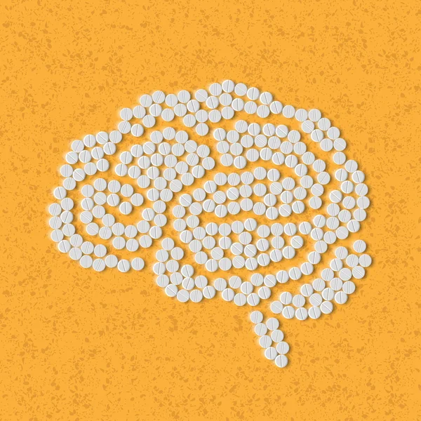 Symbole des pilules pour le cerveau — Image vectorielle