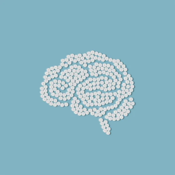 Symbole des pilules pour le cerveau — Image vectorielle