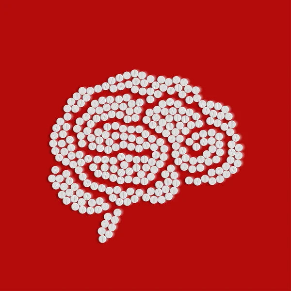 Symbol of brain pills — Stock Vector
