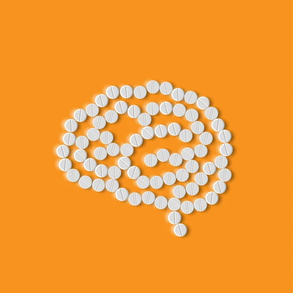 Símbolo de las píldoras cerebrales — Vector de stock