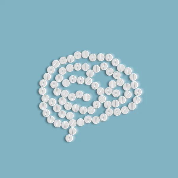 Symbole de pilules de cerveau — ストックベクタ