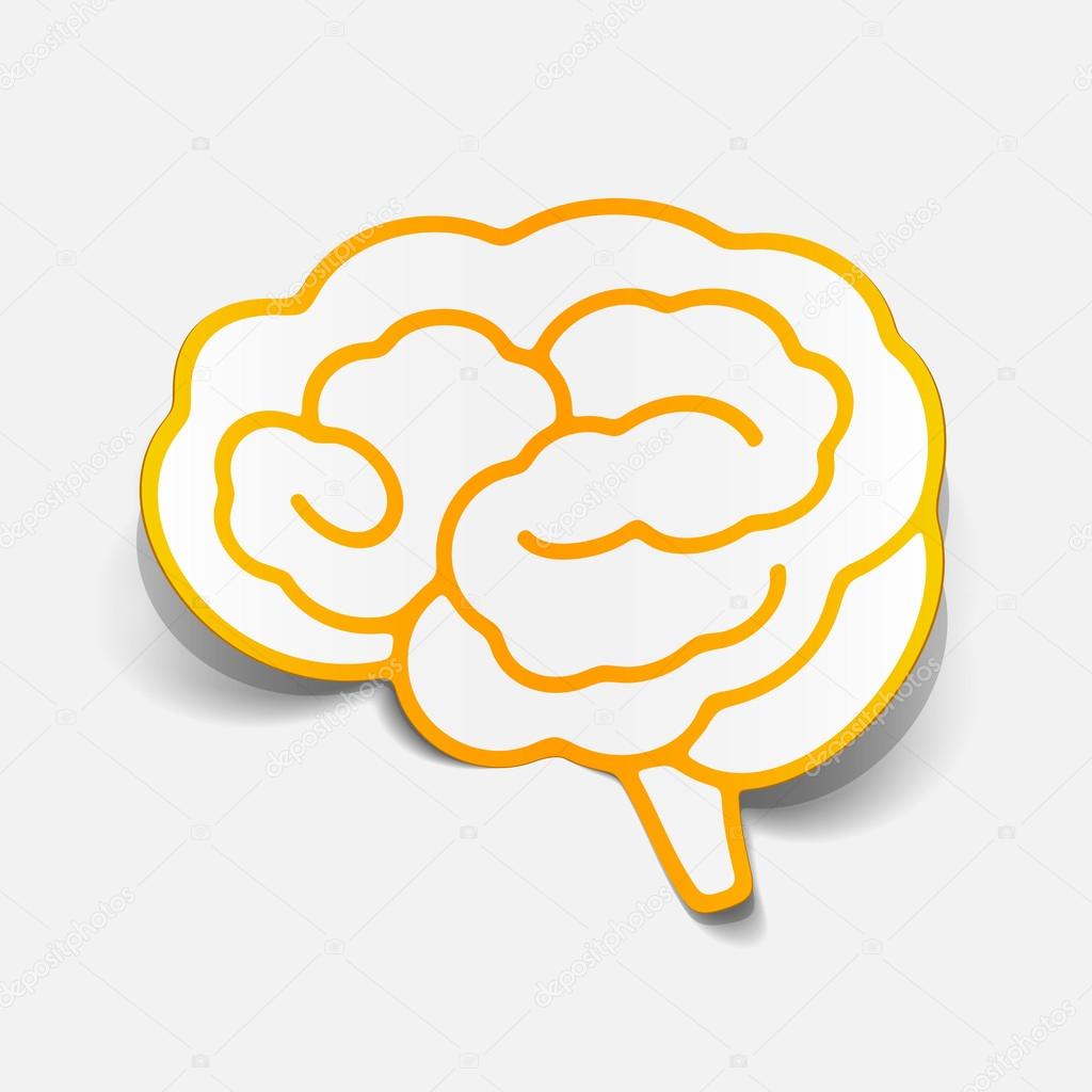 brain sticker, realistic design element