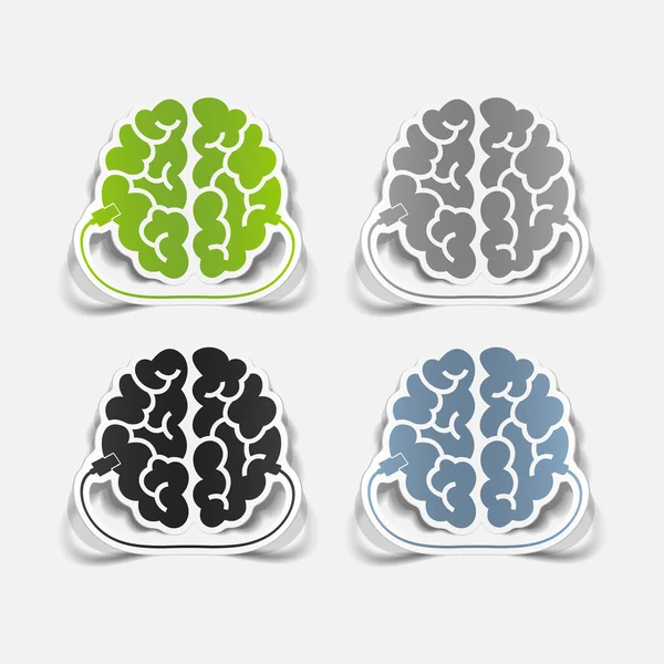 现实设计元素： 大脑 usb、 插头 — 图库矢量图片