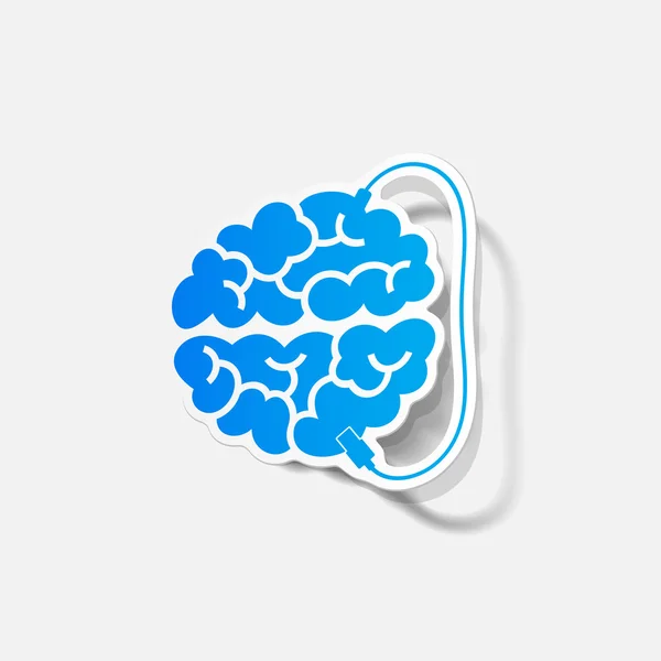 Realistic design element: brain-usb, plug — Stock Vector