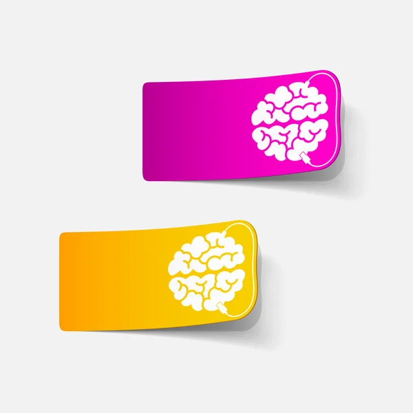 Реалистичный элемент дизайна: мозг-USB, вилка — стоковый вектор
