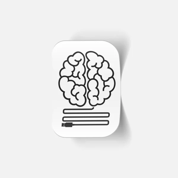 Realistic design element: brain-usb, plug — Stock Vector