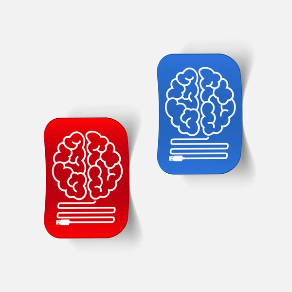 Elemento de diseño realista: cerebro-usb, enchufe — Vector de stock