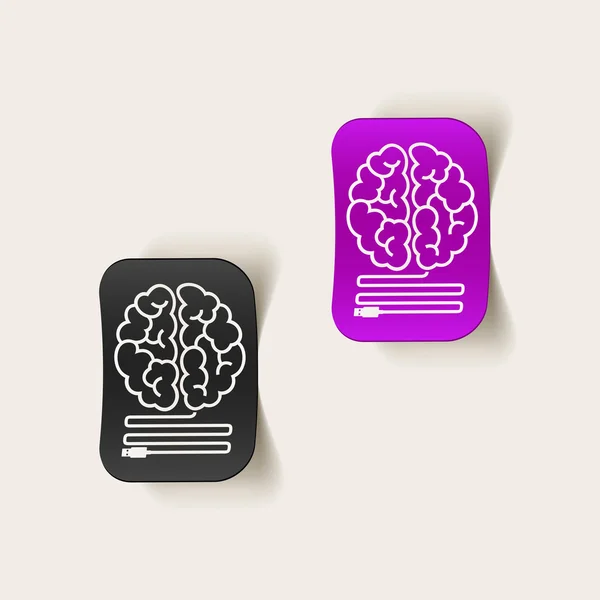 現実的な設計要素: 脳 usb、プラグ — ストックベクタ