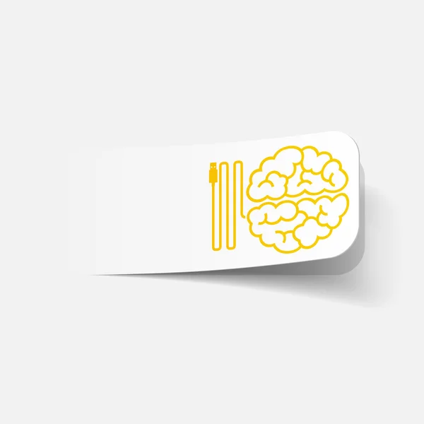 Realistic design element: brain-usb, plug — Stock Vector