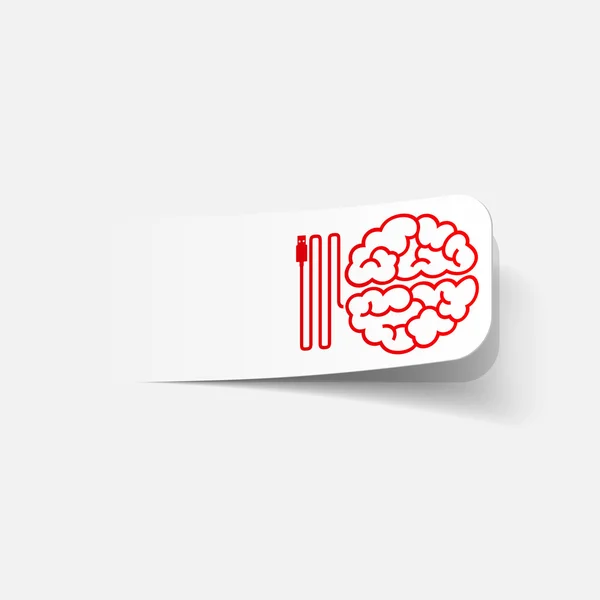 Realistic design element: brain-usb, plug — Stock Vector