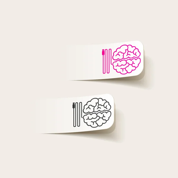 Realistic design element: brain-usb, plug — Stock Vector