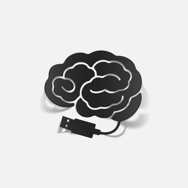 Élément de conception réaliste : cerveau-usb, fiche — Image vectorielle