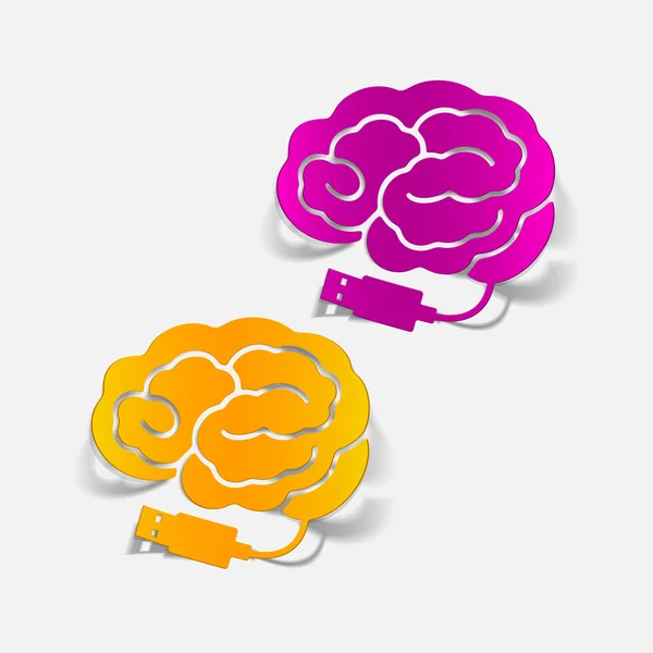 Élément de conception réaliste : cerveau-usb, fiche — Image vectorielle